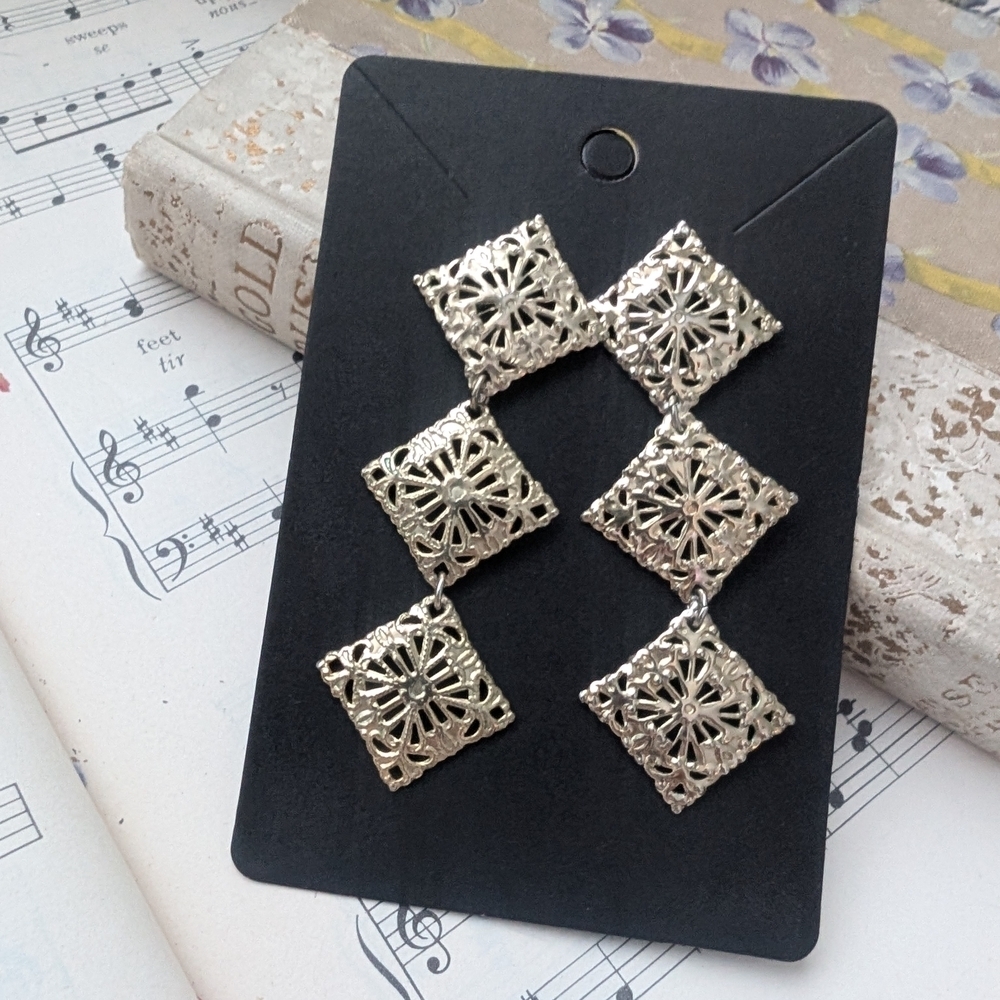 Vintage Silver Geometric Earrings